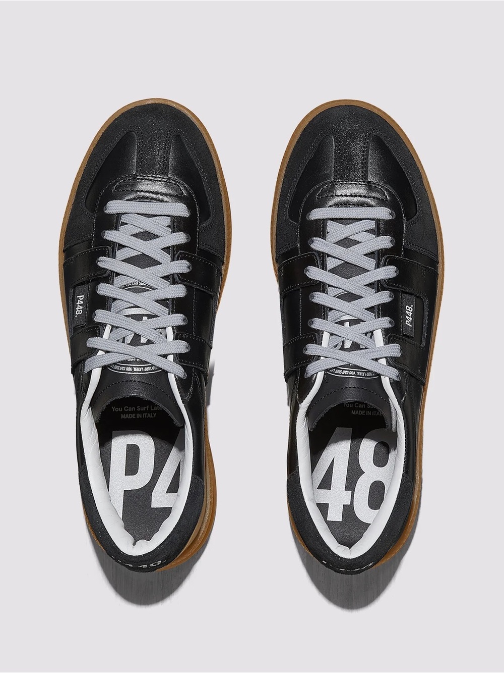 P448 Black Leather and Suede Sneakers Size 37